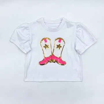 Neon-Cowboy-Boots-Puff-Sleeve-Top