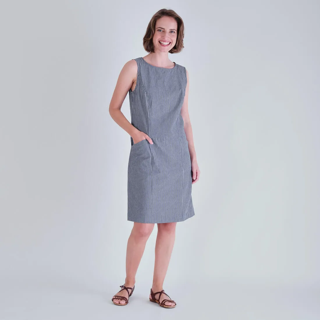 Nina Striped Pinafore Dress