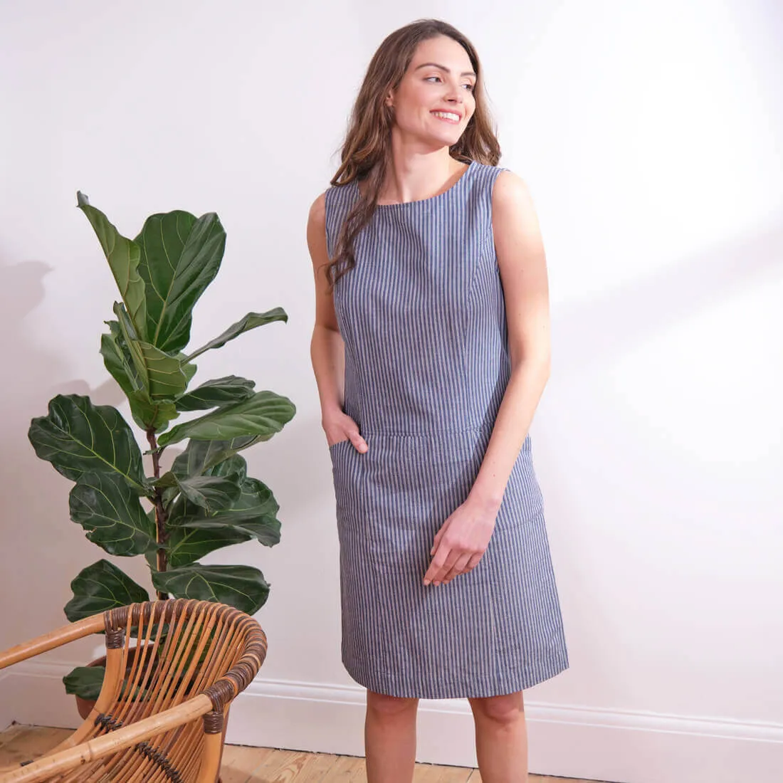 Nina Striped Pinafore Dress