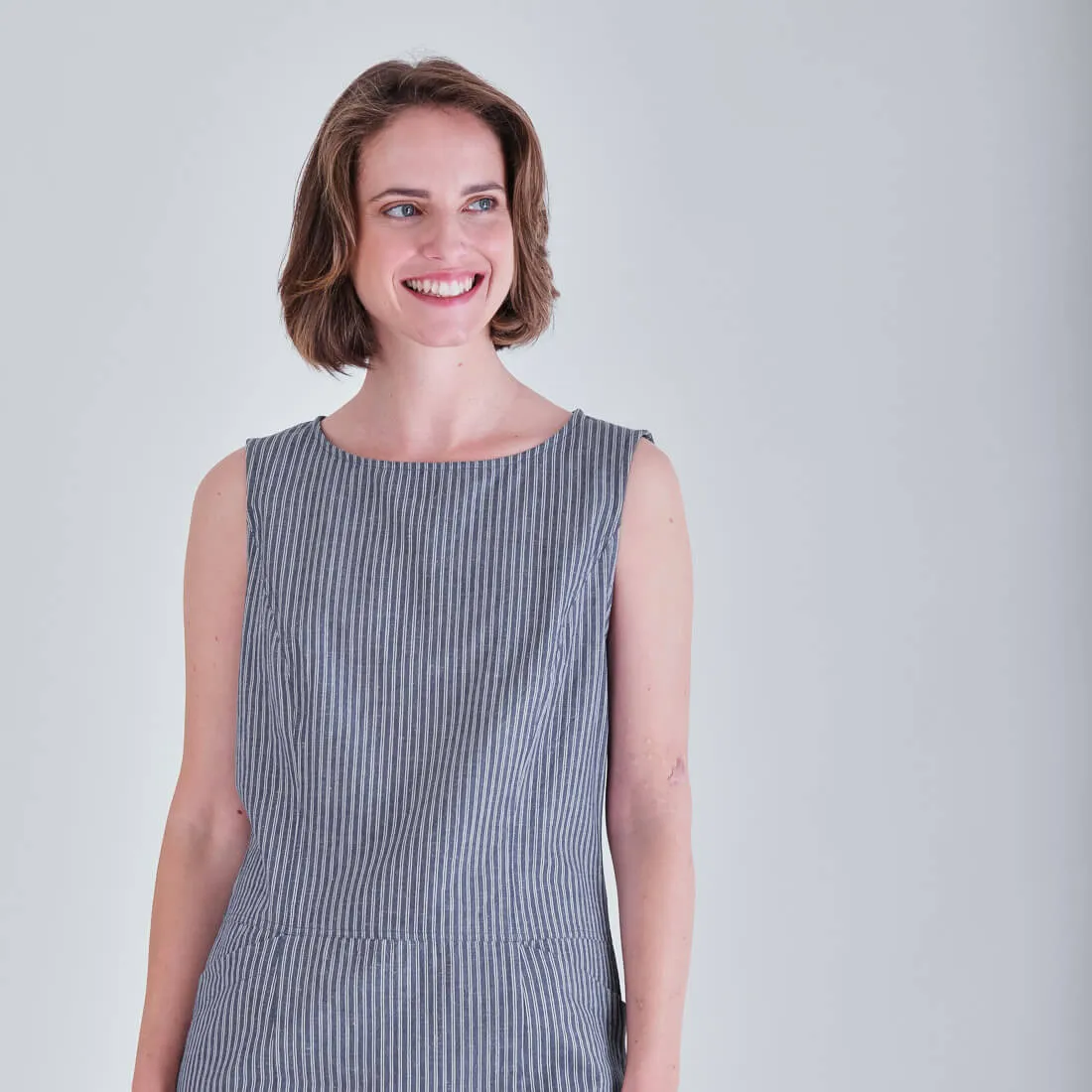 Nina Striped Pinafore Dress