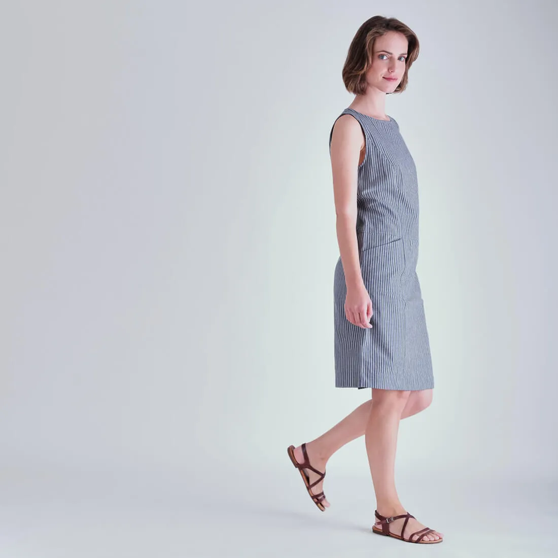 Nina Striped Pinafore Dress