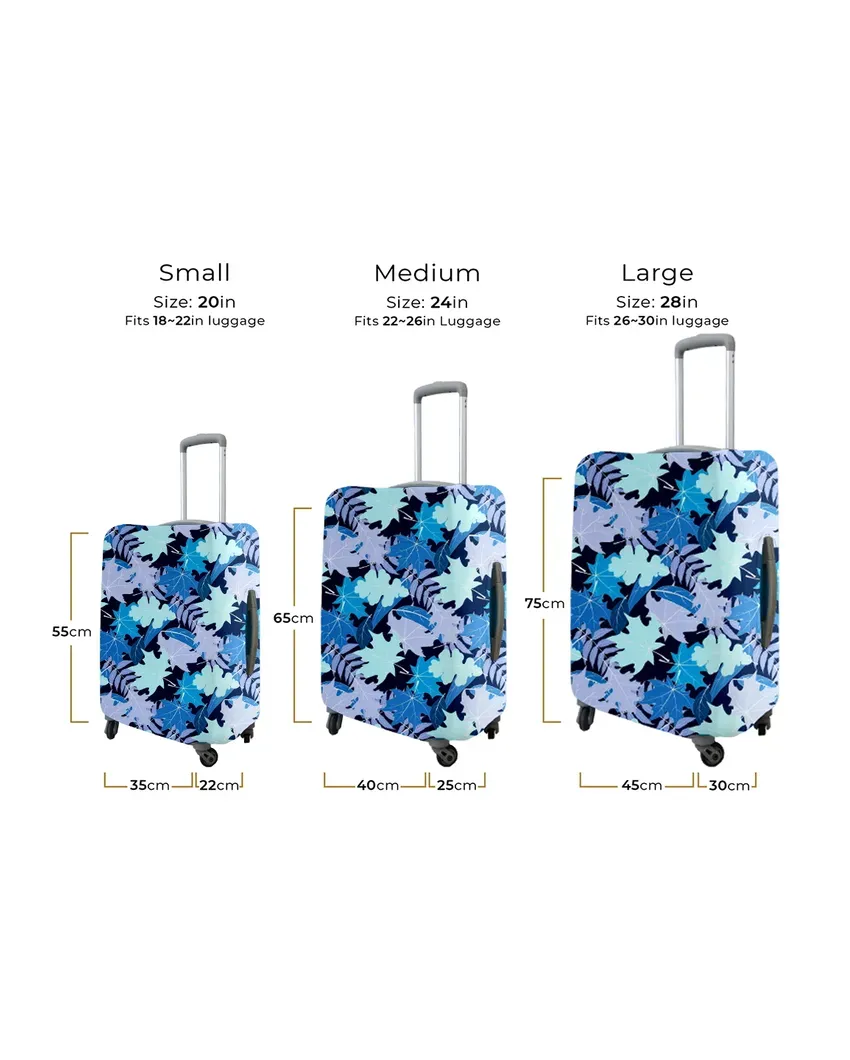 ONLY LUGGAGE COVER | Durable Blue Polyester Stretchable Printed Protective Luggage Bag Cover