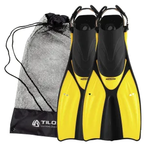 Open Box Tilos Getaway Open Heel Fins-Yellow-MDXLG 9-13