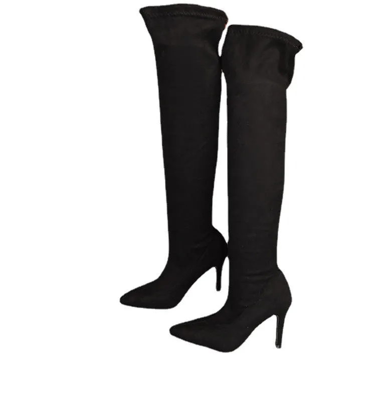 Over the Knee Faux Suede Leopard Print
