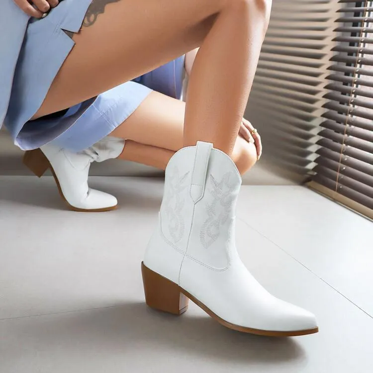 Patent Leather Embroidery Cowboy Boots