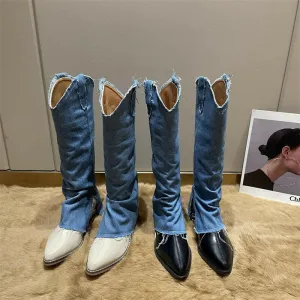 Pointed Toe Thick Heel Western Cowboy Boots for Women