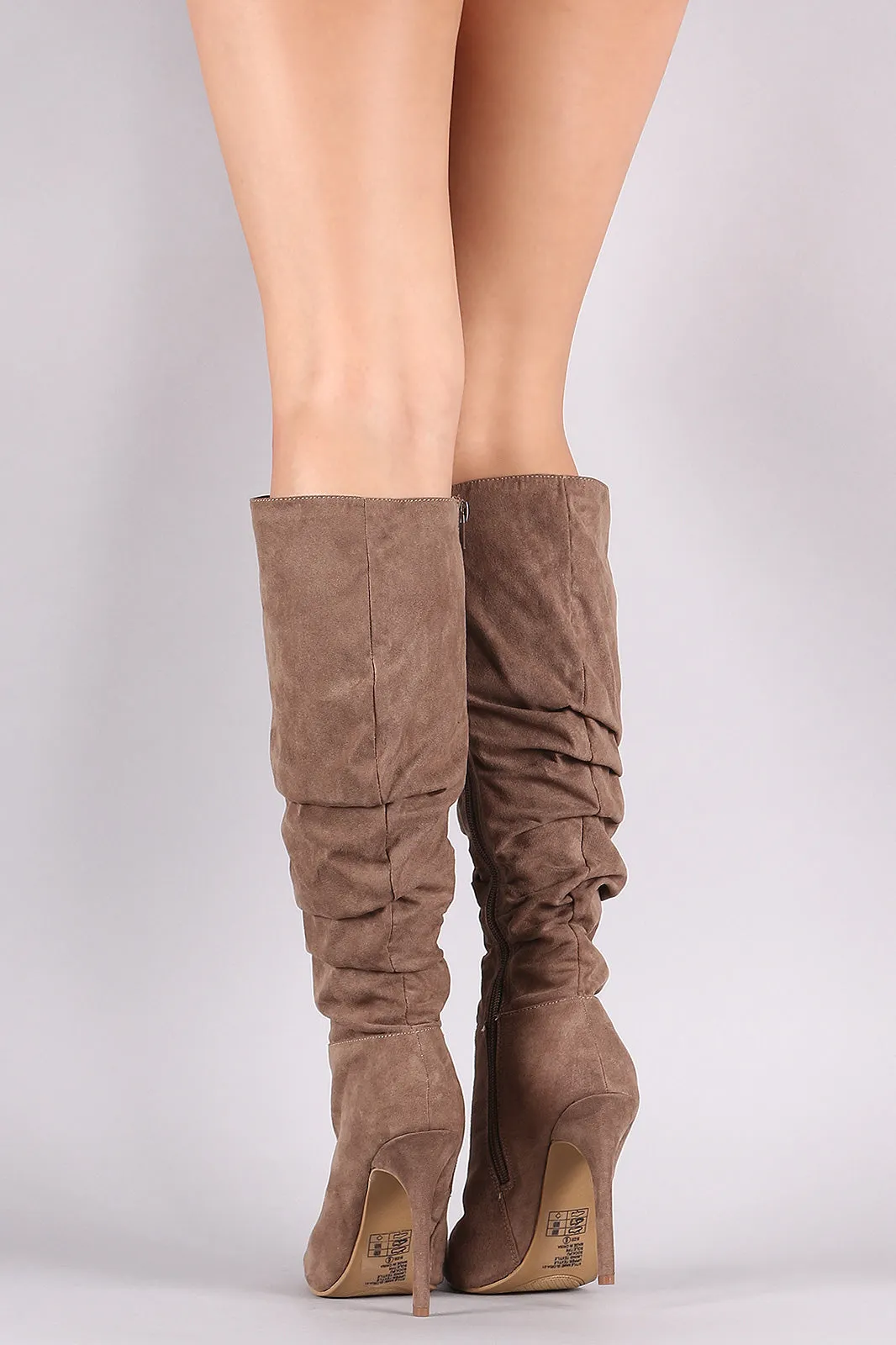 Pointy Toe Slouchy Stiletto Knee High Boots
