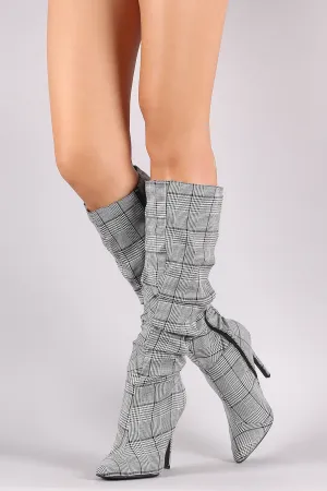 Pointy Toe Slouchy Stiletto Knee High Boots