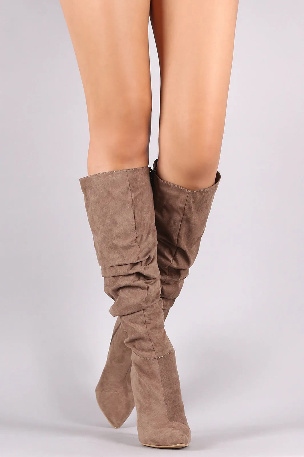 Pointy Toe Slouchy Stiletto Knee High Boots