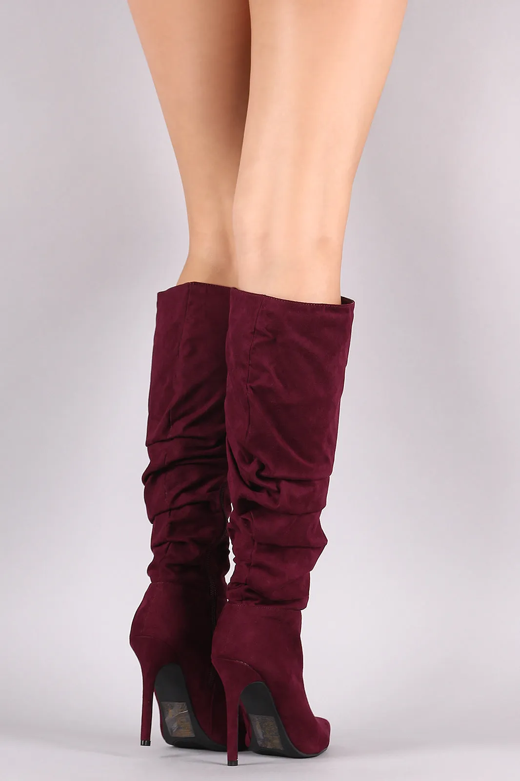 Pointy Toe Slouchy Stiletto Knee High Boots
