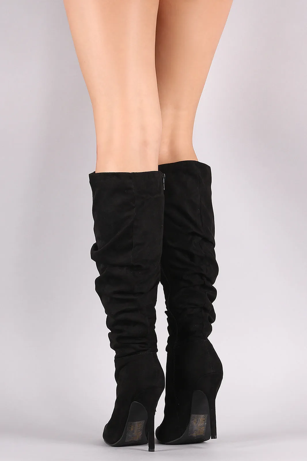 Pointy Toe Slouchy Stiletto Knee High Boots