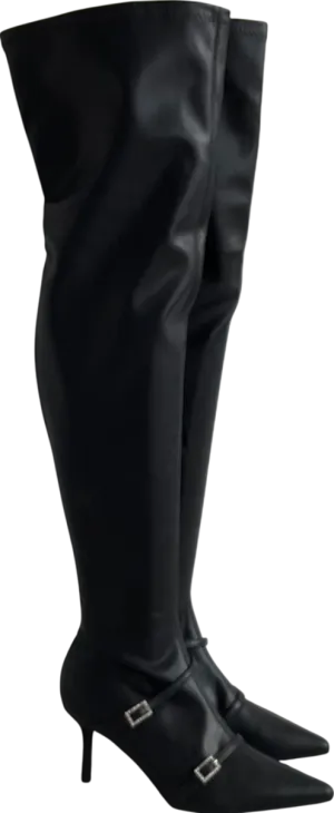 Public Desire Black Orion Over The Knee Boots UK 6 EU 39 👠