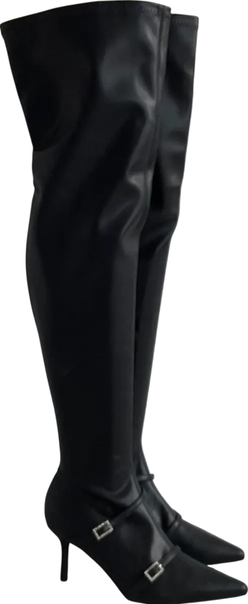 Public Desire Black Orion Over The Knee Boots UK 6 EU 39 👠