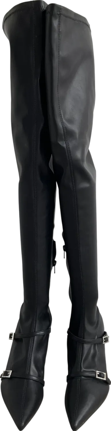 Public Desire Black Orion Over The Knee Boots UK 6 EU 39 👠