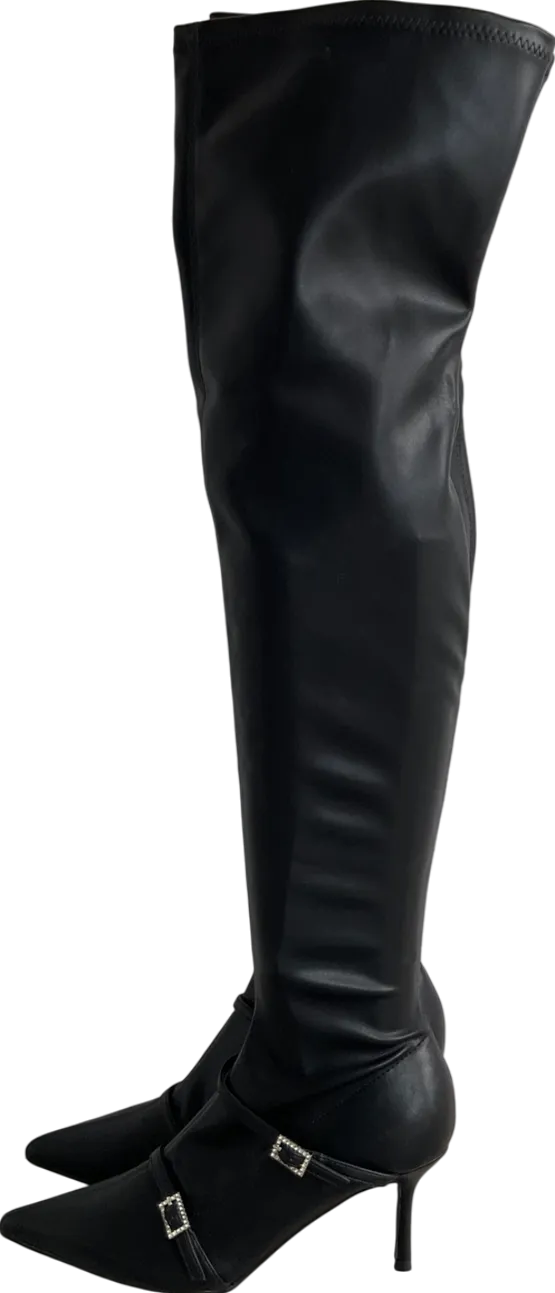Public Desire Black Orion Over The Knee Boots UK 6 EU 39 👠