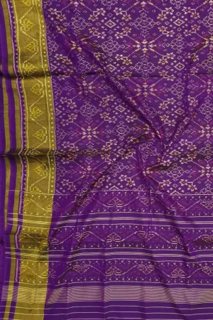 Purple Handloom Single Ikat Rajkot Patola Pure Silk Saree