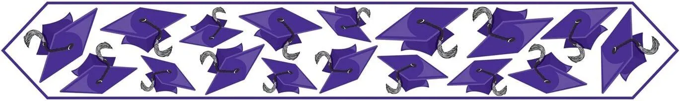 Regal Purple Printed Grad Cap Table Runner (3/Pk)