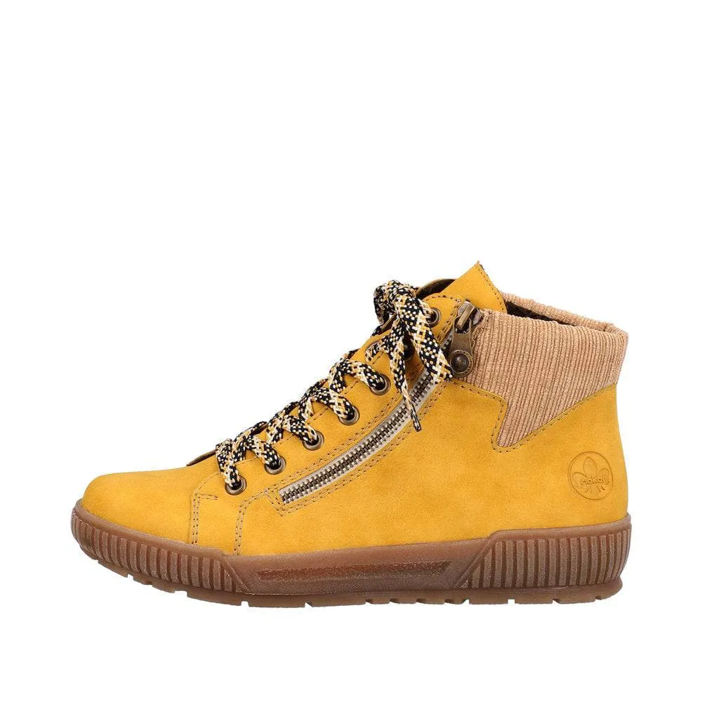 Rieker N0709-68 Ladies Yellow Side Zip Ankle Boots
