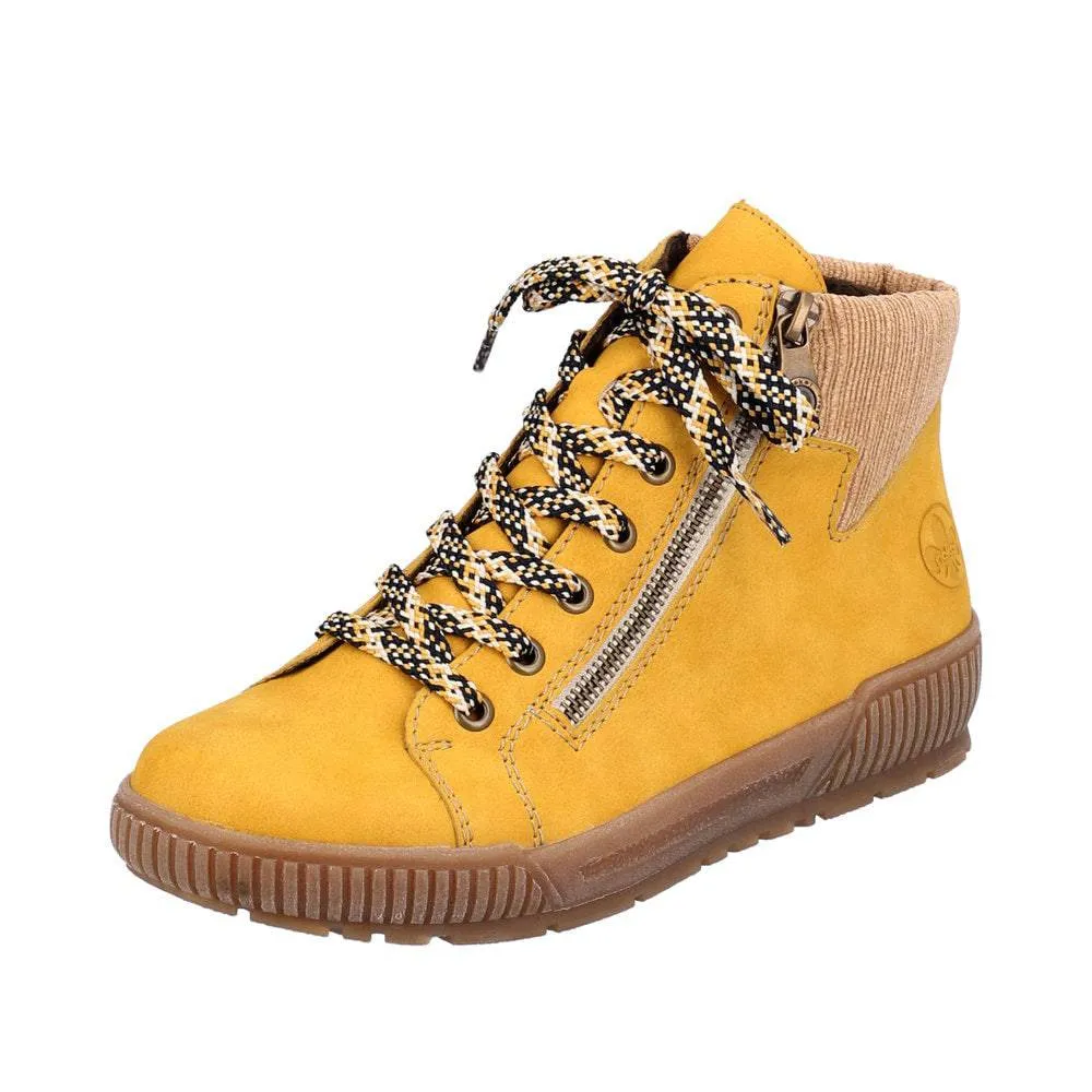 Rieker N0709-68 Ladies Yellow Side Zip Ankle Boots