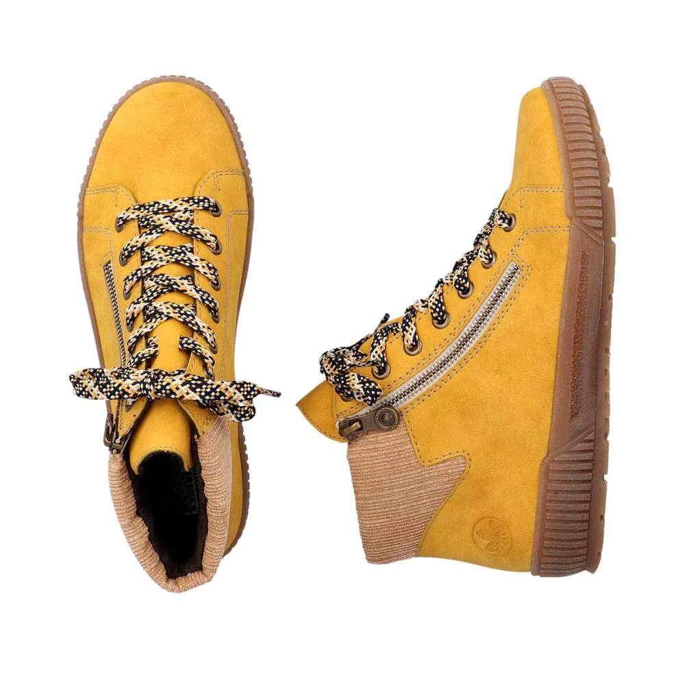 Rieker N0709-68 Ladies Yellow Side Zip Ankle Boots