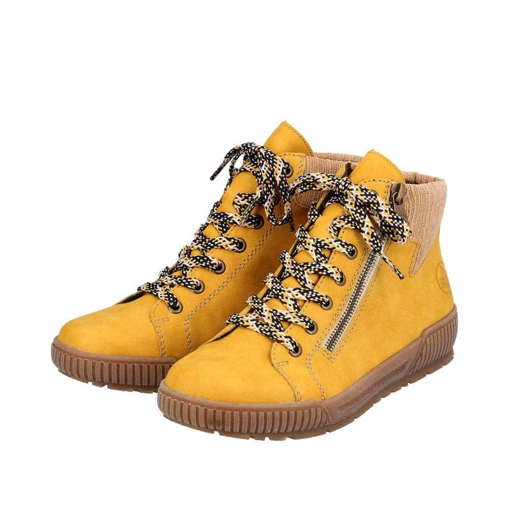 Rieker N0709-68 Ladies Yellow Side Zip Ankle Boots