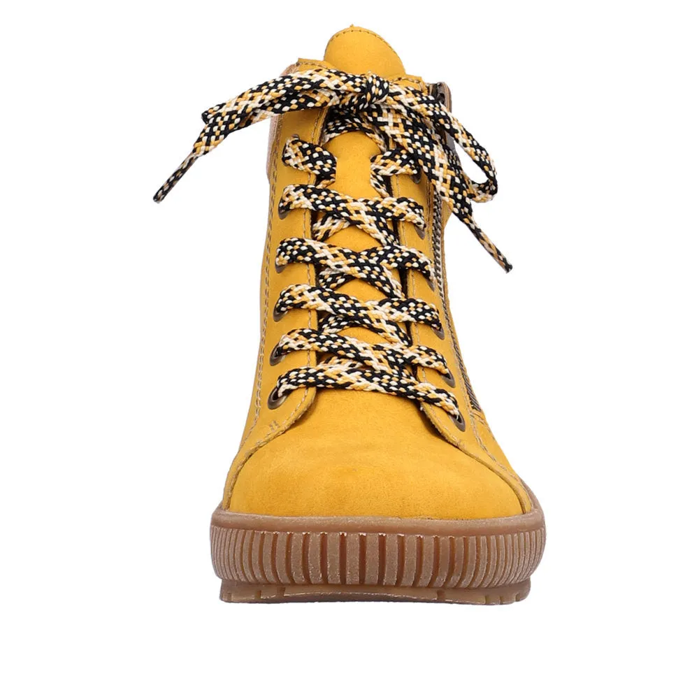 Rieker N0709-68 Ladies Yellow Side Zip Ankle Boots