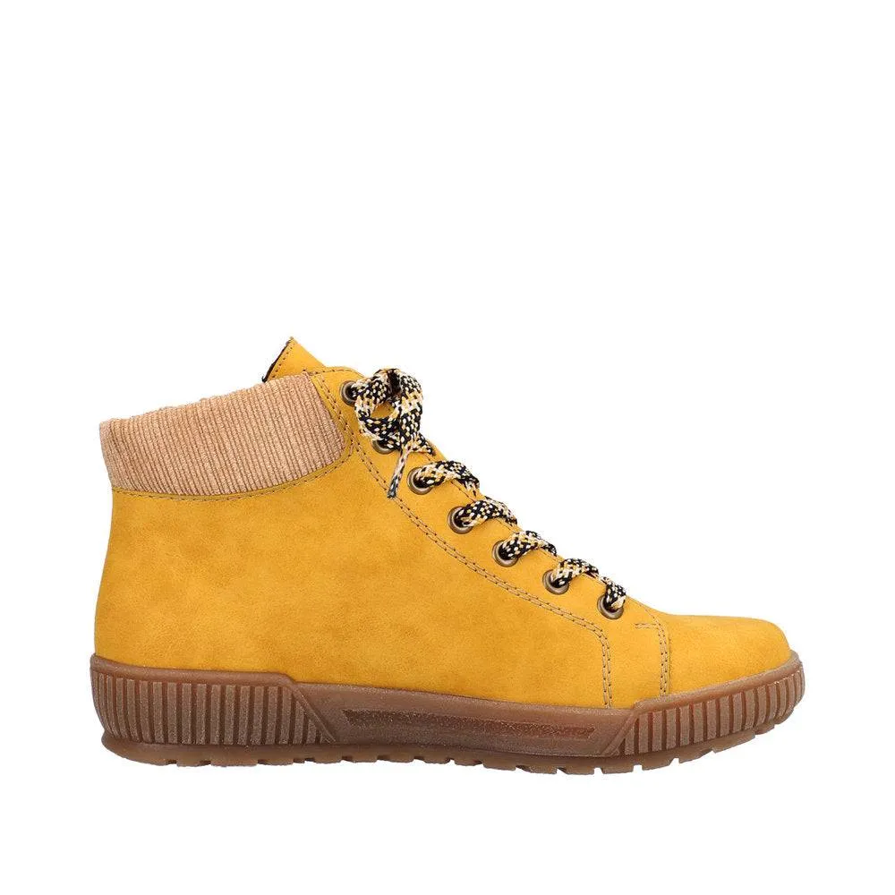 Rieker N0709-68 Ladies Yellow Side Zip Ankle Boots