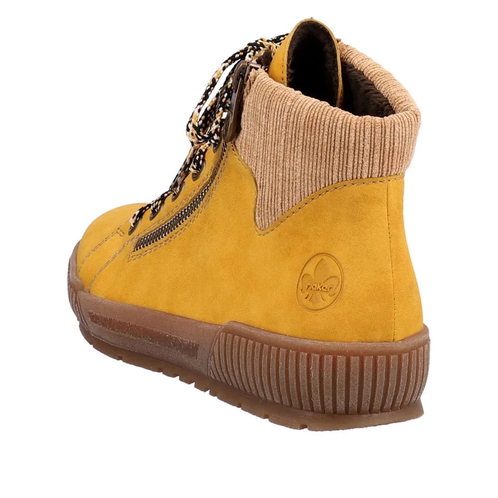 Rieker N0709-68 Ladies Yellow Side Zip Ankle Boots