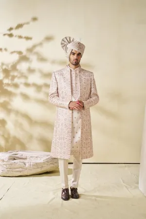 Rose Gold Indowestern Set With Embroidered Motifs
