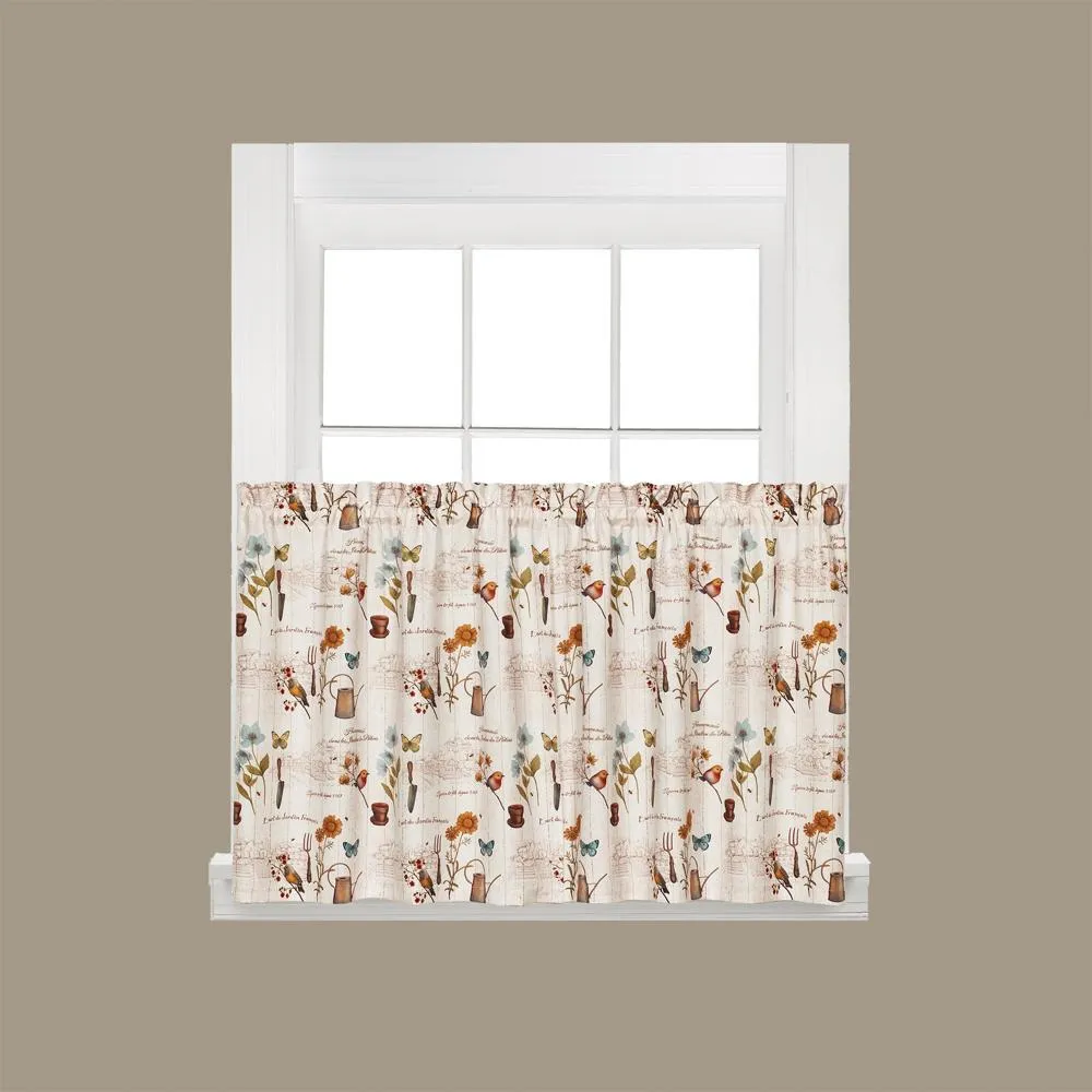 Saturday Knight Ltd Le Jardin Window Tier With 1.5" Rod Pocket - 2 Piece - 57x24", Multi