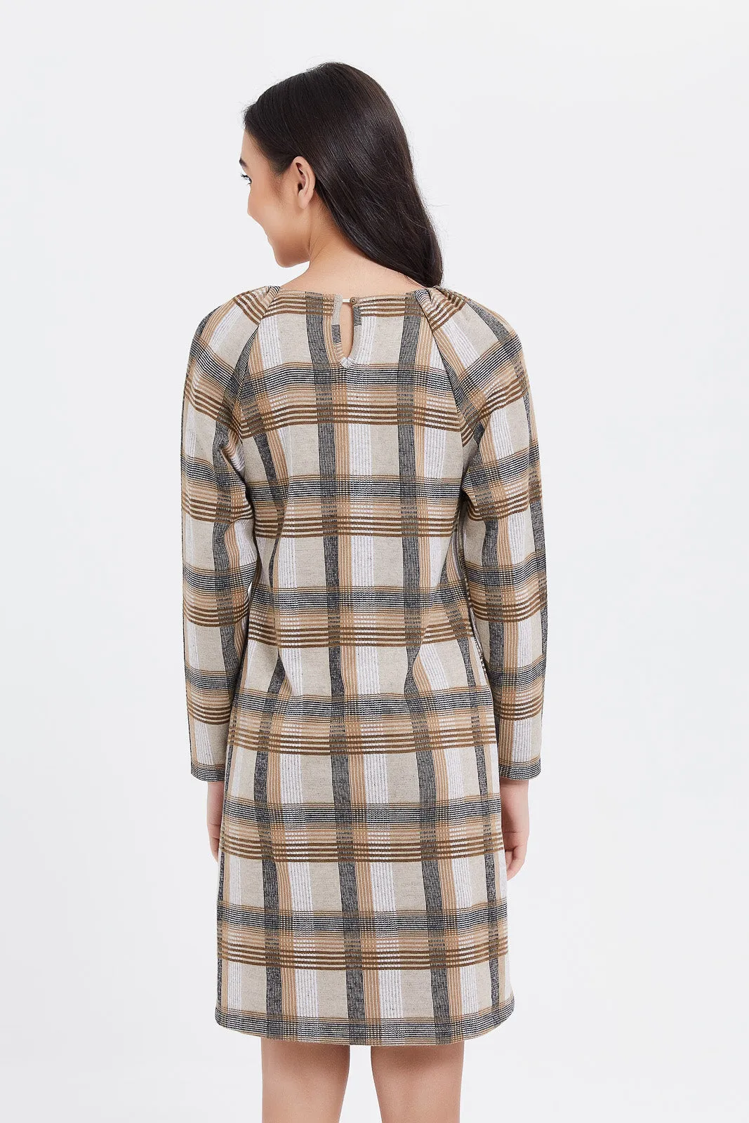 Senior Girls Brown Check Dress