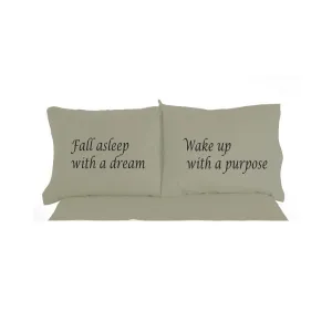 Shavel Micro Flannel High Quality 2-Piece Exclusively Fall Asleep With A Dream Printed Luxurious Pillowcase - 21 x32" Standard/Queen - Green