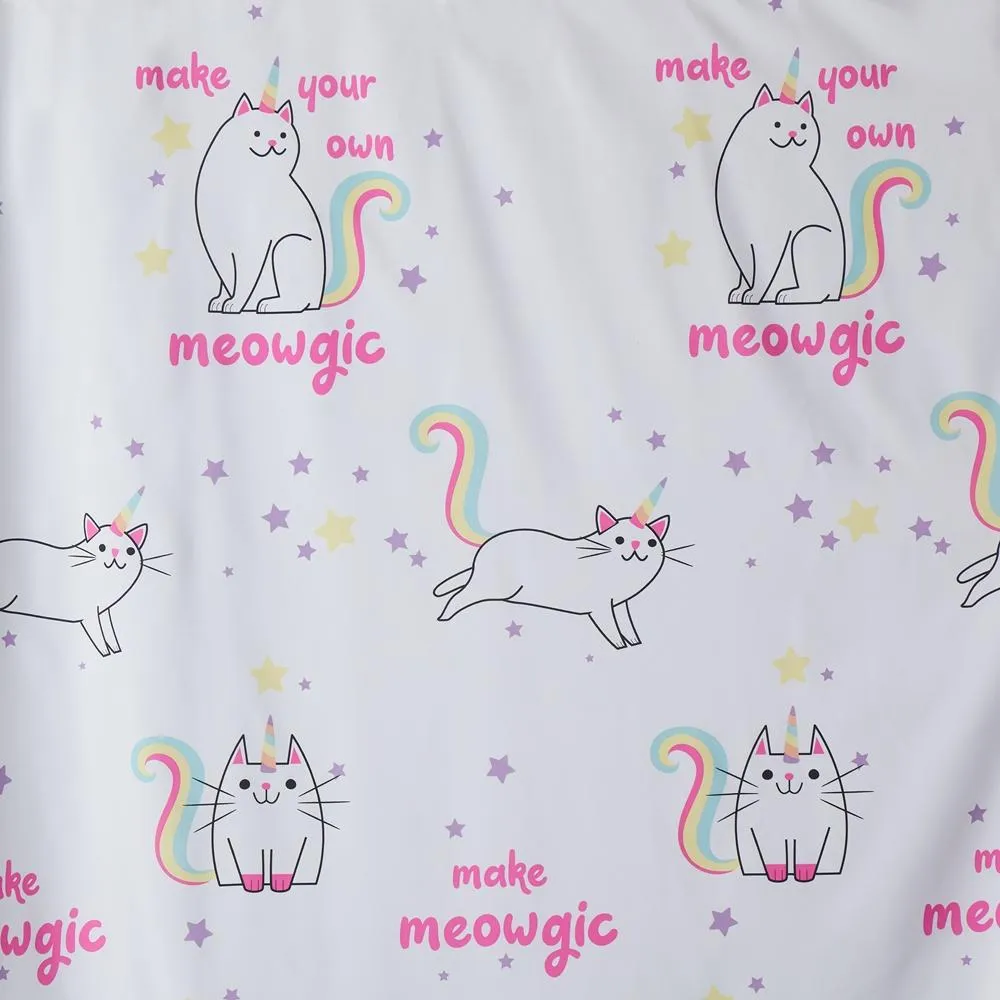 SKL Home Saturday Knight Ltd Meowgic Mythical Caticorn Design With Soft, Durable Fabric Shower Curtain - 70x72", Multi