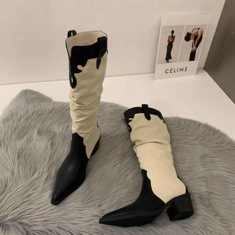 Soft Suede Western Cowboy Boots with Pointed Toe for Everyday Style