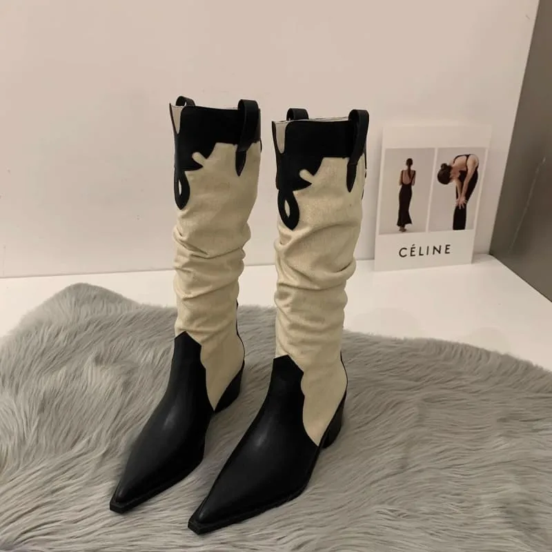 Soft Suede Western Cowboy Boots with Pointed Toe for Everyday Style