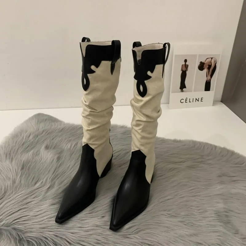 Soft Suede Western Cowboy Boots with Pointed Toe for Everyday Style