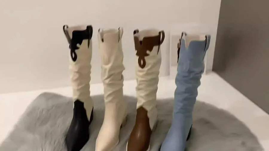 Soft Suede Western Cowboy Boots with Pointed Toe for Everyday Style