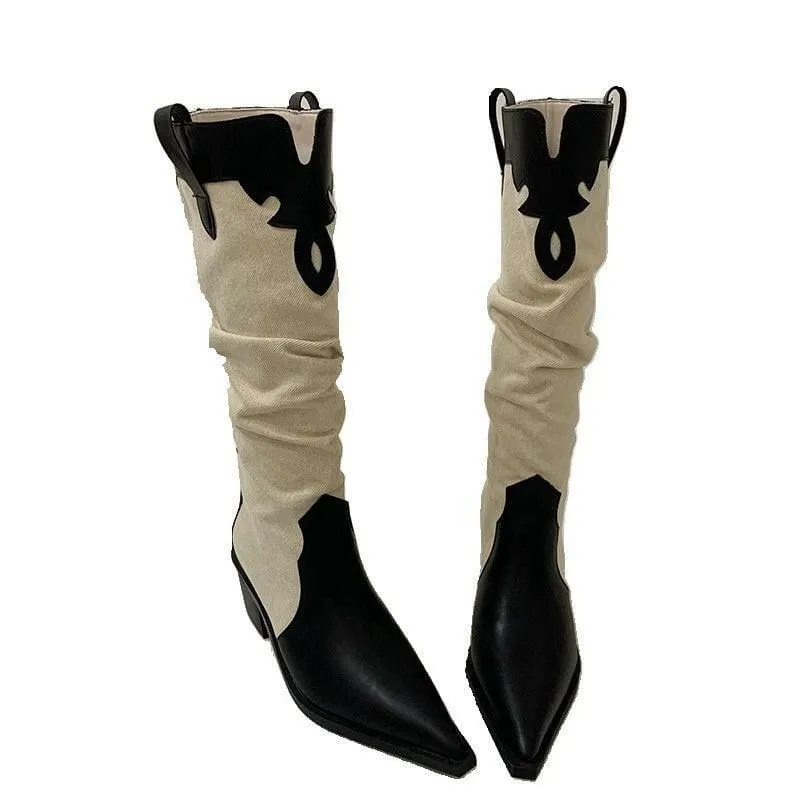 Soft Suede Western Cowboy Boots with Pointed Toe for Everyday Style