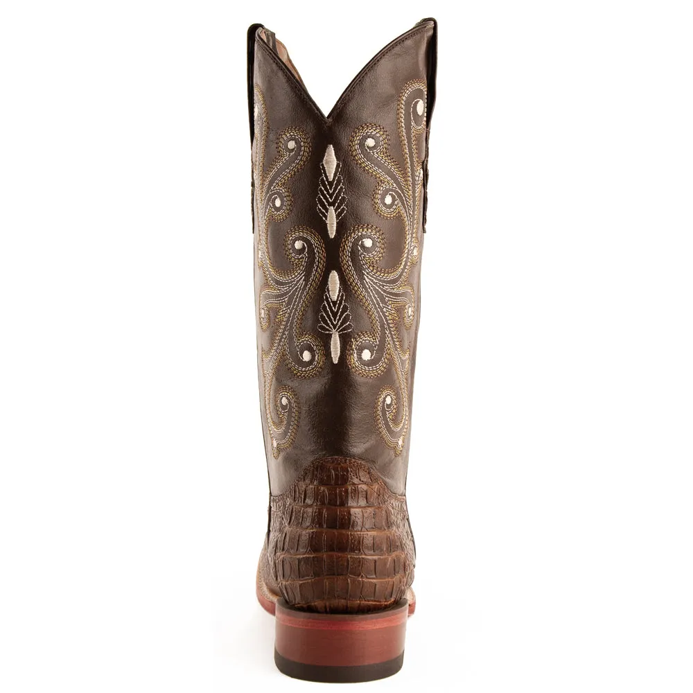 Stampede Crocodile Embroidered Square Toe Cowboy Boots