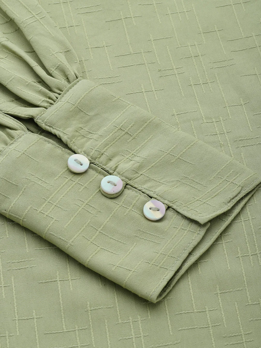 Style Quotient Women SAGE GREEN Solid Polyester Regular Smart Casual Top
