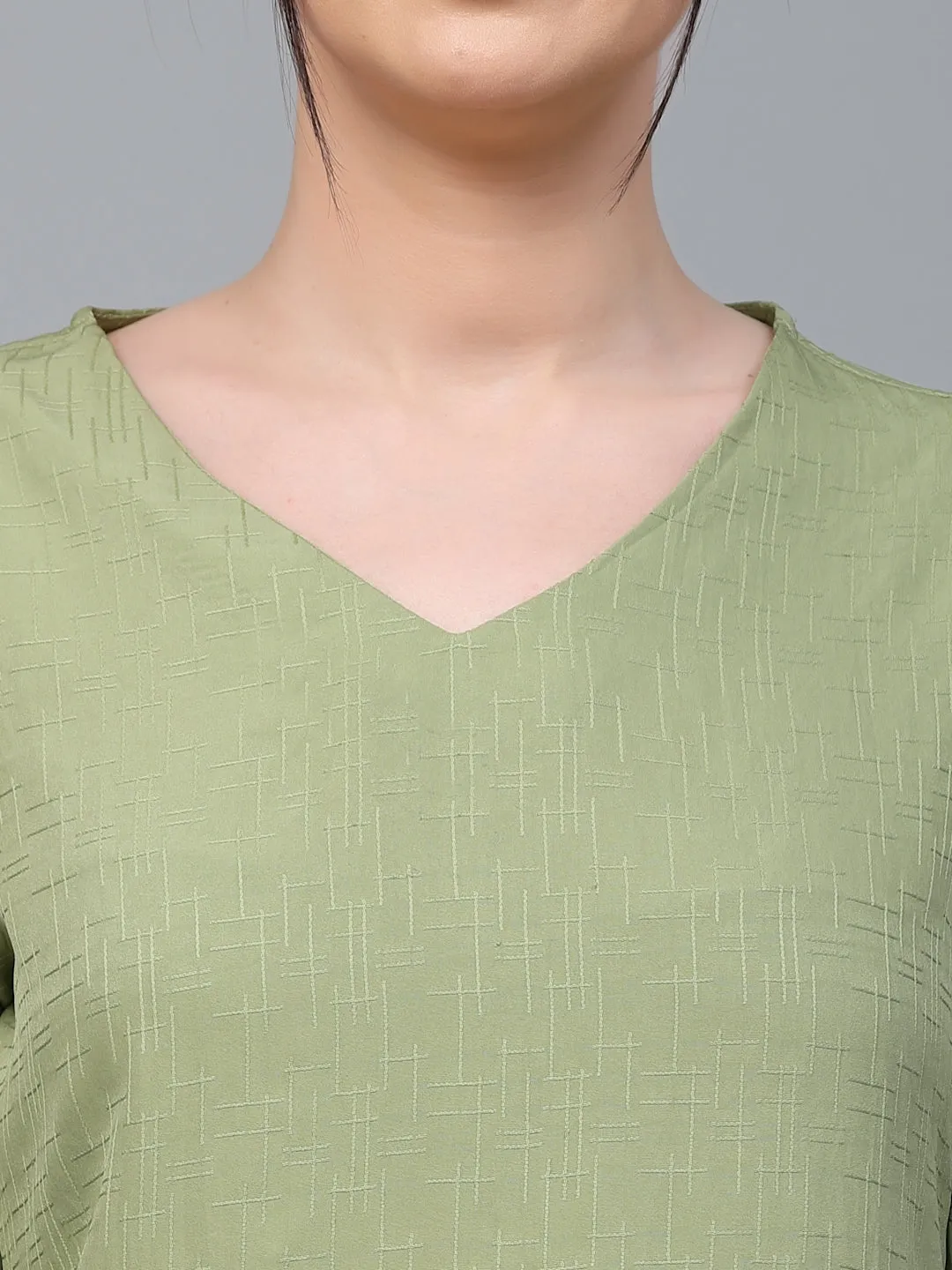 Style Quotient Women SAGE GREEN Solid Polyester Regular Smart Casual Top