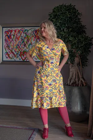 Summer flamenco wrap dress - yellow flowers