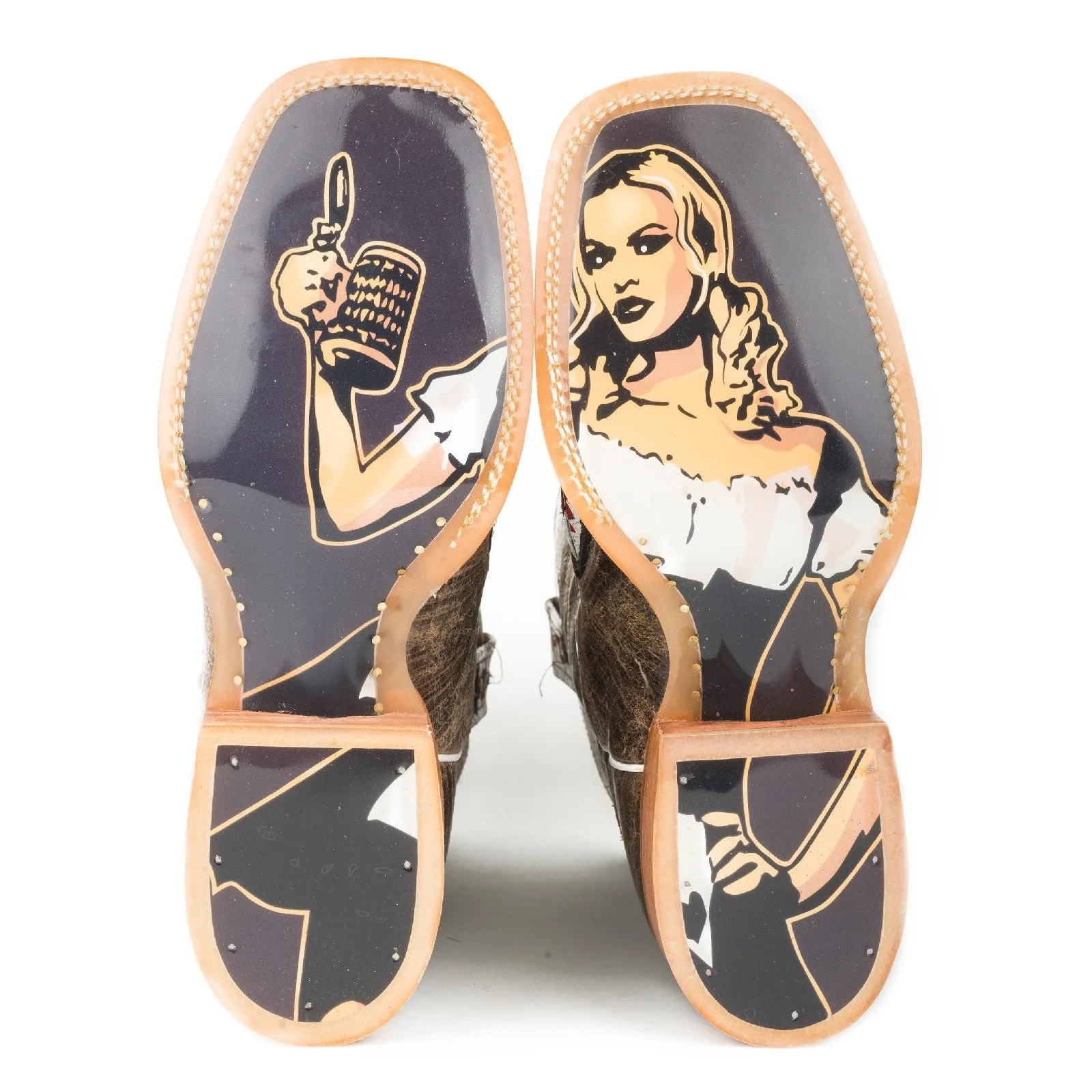 Tin Haul Men's Toastin A Gnarly Shark / Beer Girl Square Toe Boots 0002