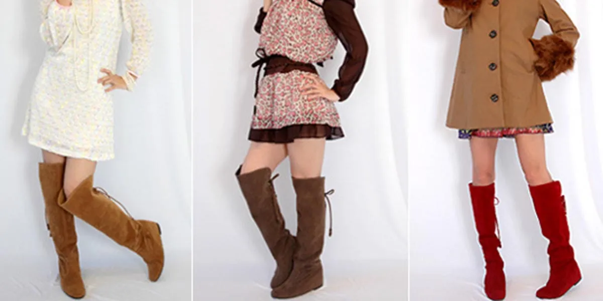 Warm plush lined wedge heels over the knee snow boots