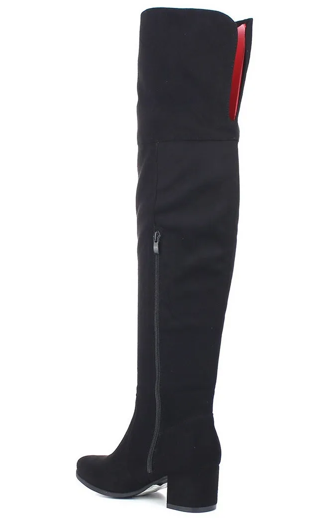 Women's Becky-02 Faux Suede Over The Knee Thigh High Chunky Heel Dress Boot
