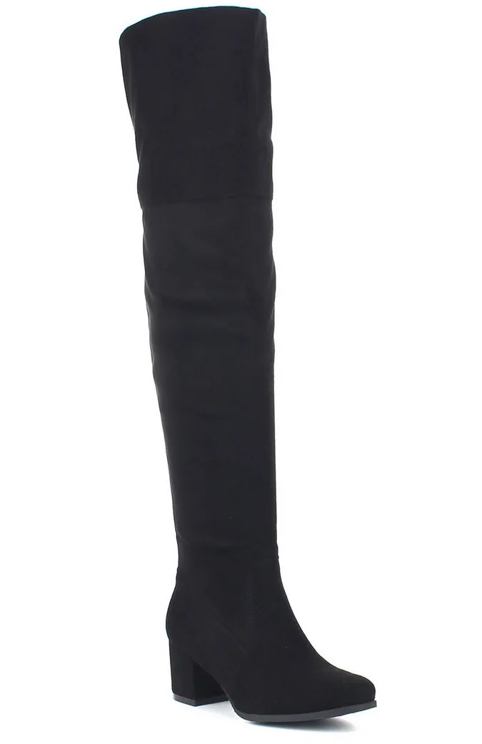 Women's Becky-02 Faux Suede Over The Knee Thigh High Chunky Heel Dress Boot