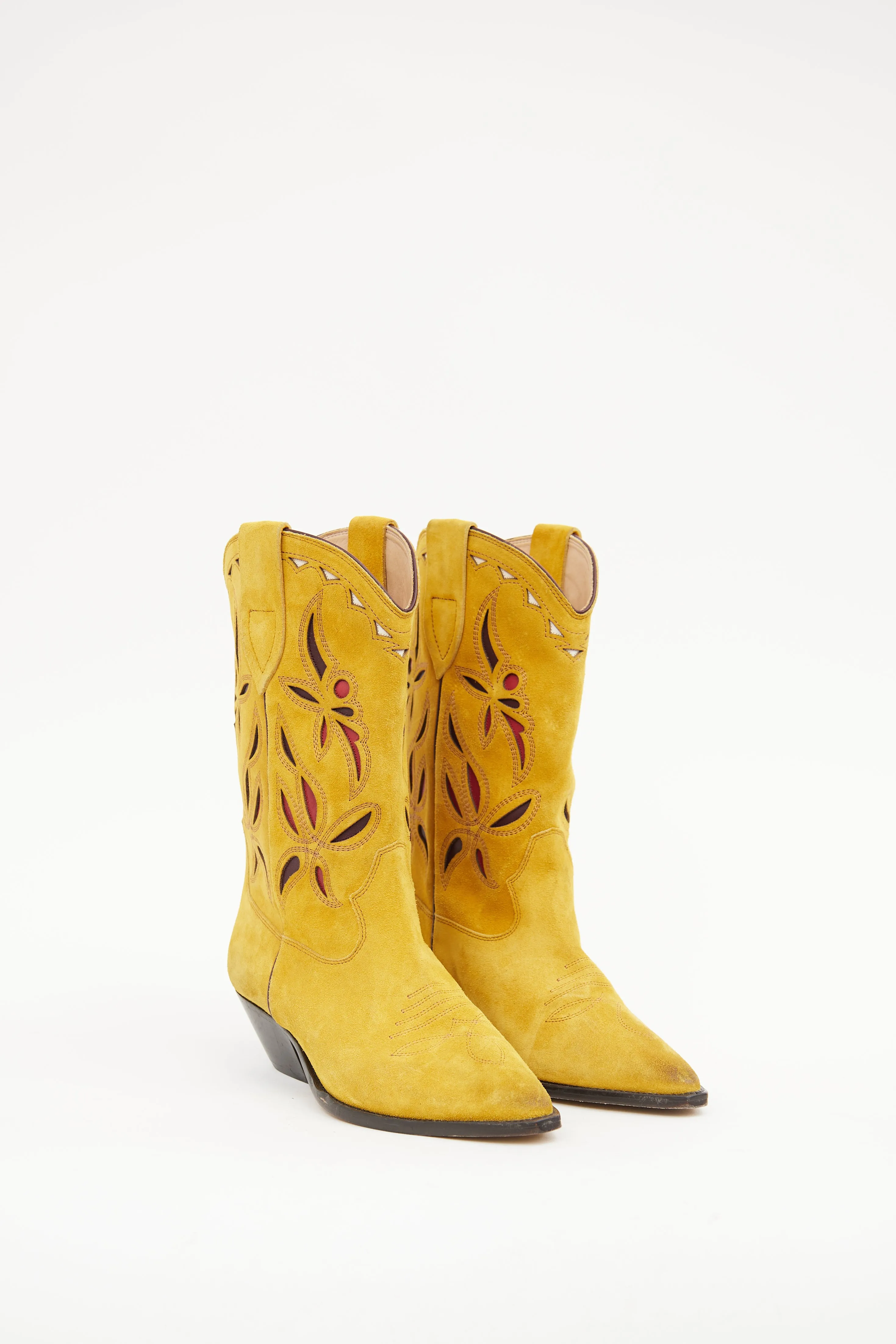 Yellow & Red Suede Cowboy Boot
