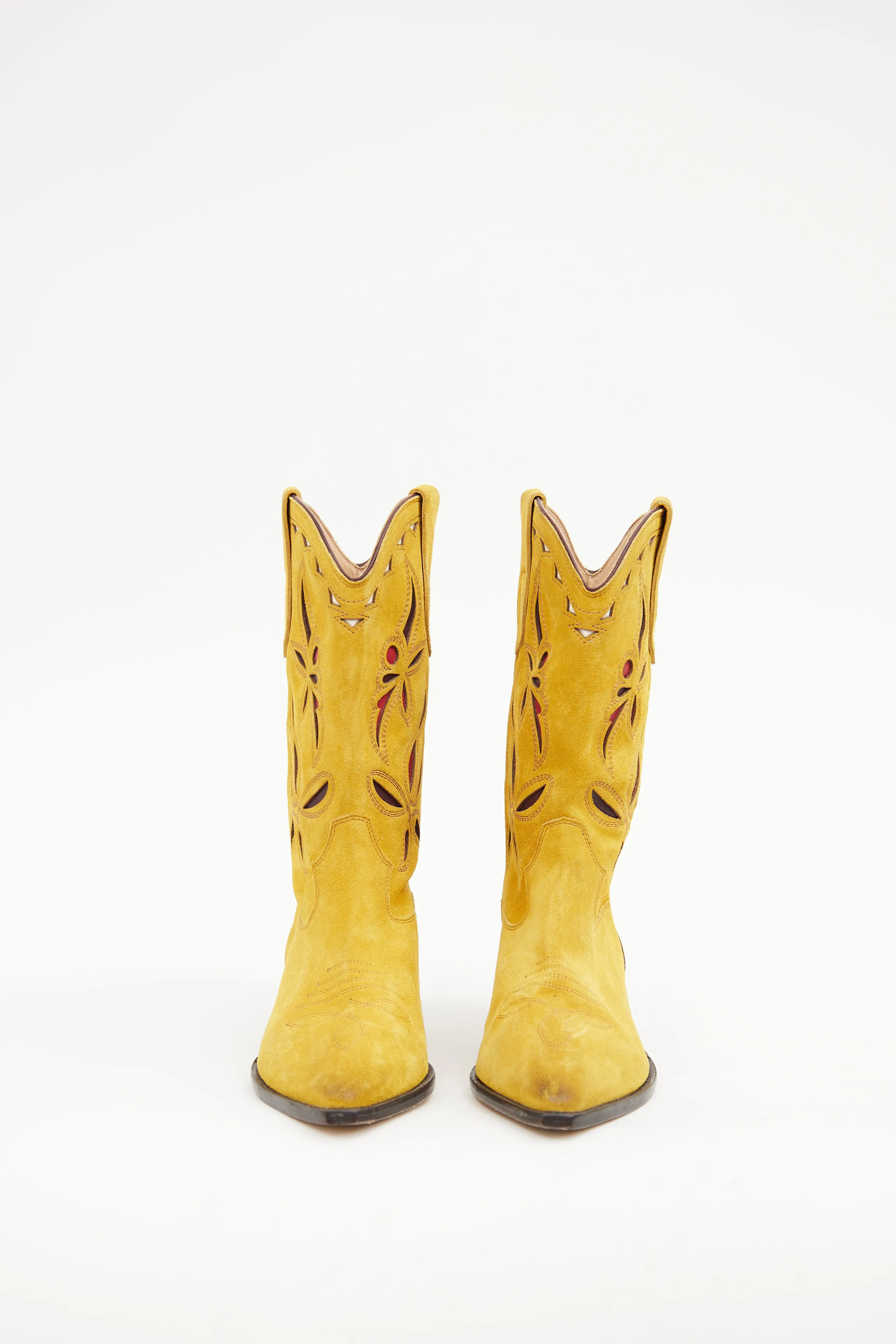Yellow & Red Suede Cowboy Boot