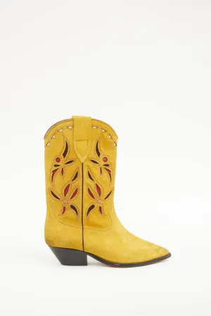 Yellow & Red Suede Cowboy Boot