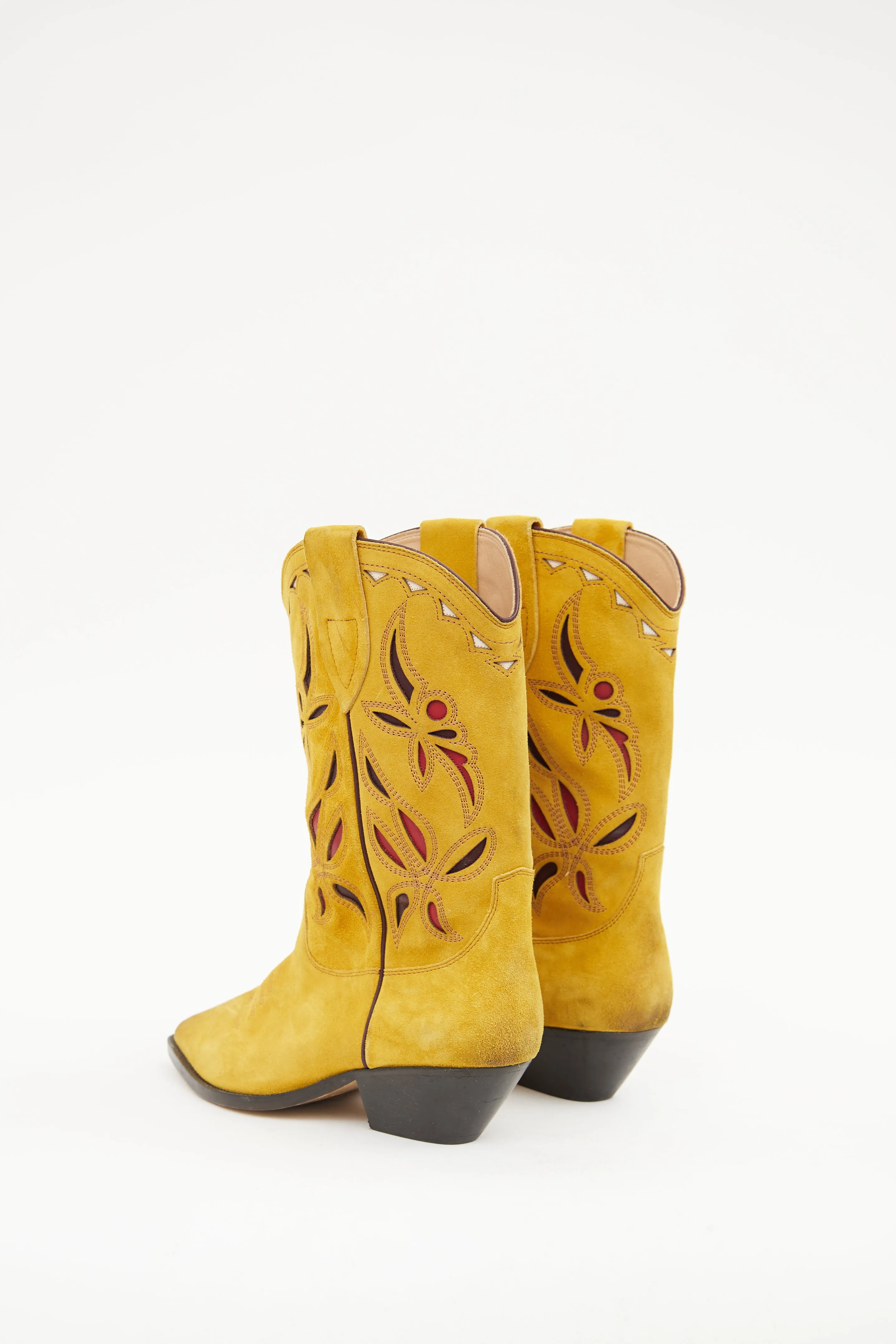 Yellow & Red Suede Cowboy Boot